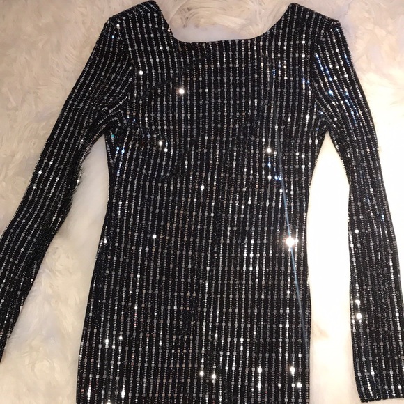 BLACK DRESS WITH SILVER SEQUIN/SPARKLE BIRTHDAY - Picture 1 of 5